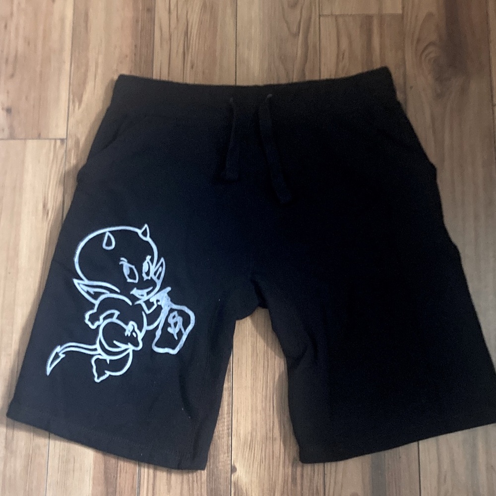 Men's Black Athletic Shorts with Graphic